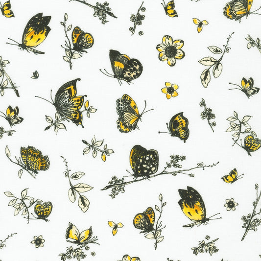 Butterflies on White - Robert Kaufman Cotton