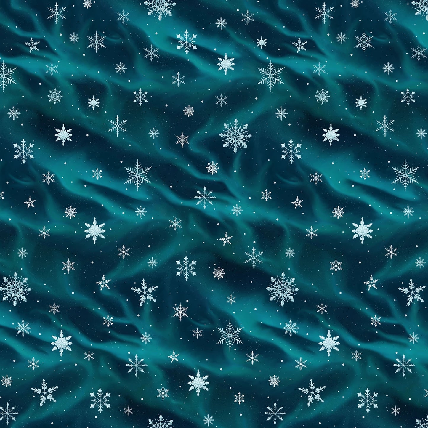 Snowflakes on Dark Aqua - Blank Cotton (Copy of BQ4124-95)