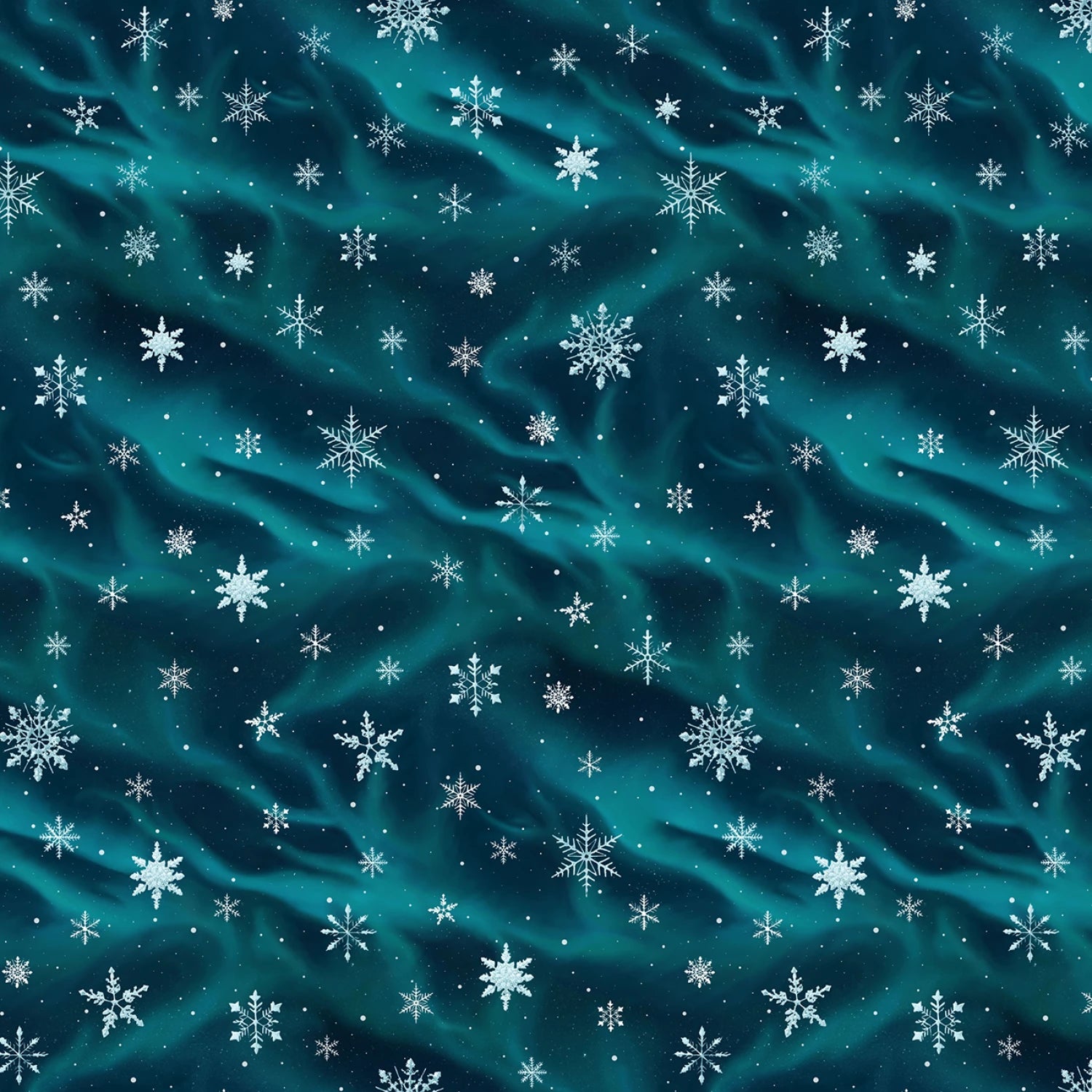 Snowflakes on Dark Aqua - Blank Cotton (Copy of BQ4124-95)