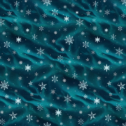 Snowflakes on Dark Aqua - Blank Cotton (Copy of BQ4124-95)