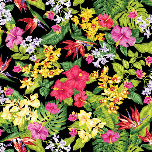 CLEARANCE Floral Paradise Black - Benartex Cotton