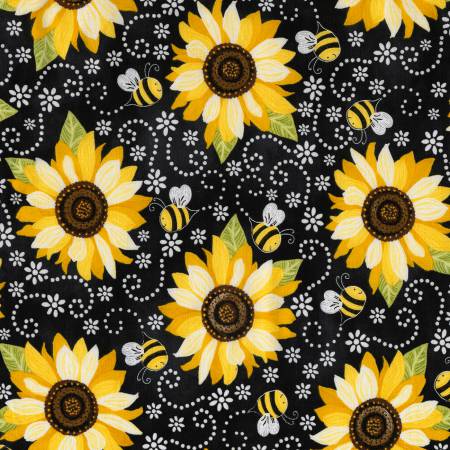 Black Sunflower - You Are My Sunshine - Timeless Treasures Cotton (C5345-BLK)