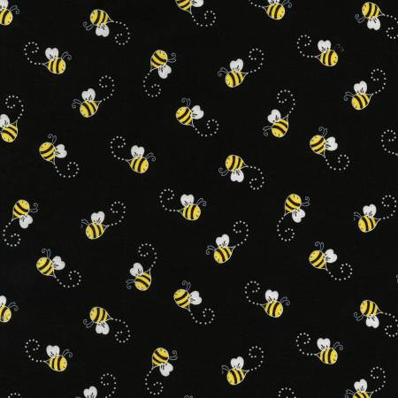 Bees on Black - Timeless Treasures Cotton (C5496-BLACK) 