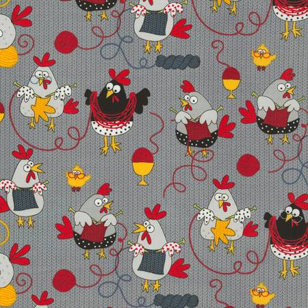 Knitting Chickens - Timeless Treasures Cotton (C5605)
