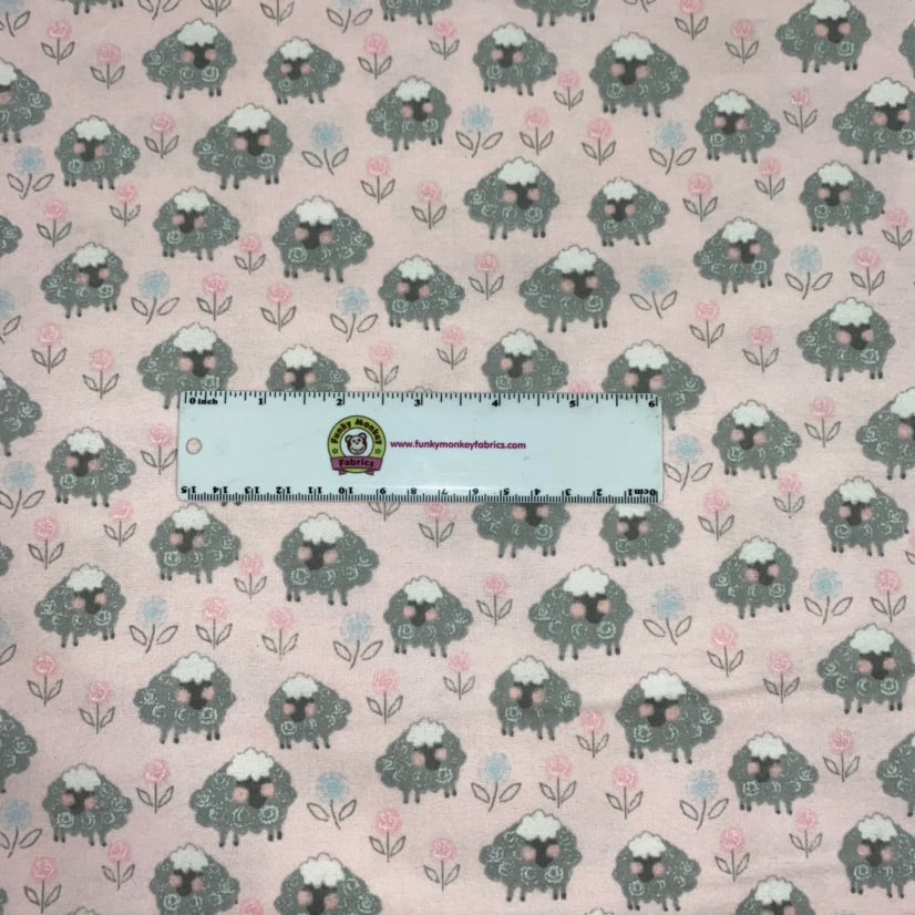 Pink Sheep & Flowers - AE Nathan Flannel