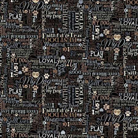Black I Love My Dog Text - Timeless Treasures Cotton - 1/2 yard (C8554-BLK)