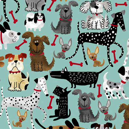 Mutts Aqua Sea Double Sided Cloud Cuddle - Shannon Fabrics Cuddle Minky