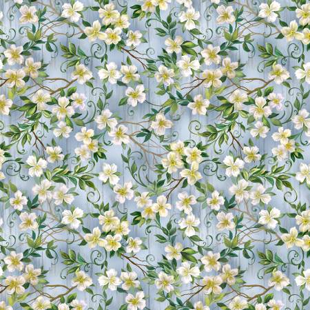 Blue Magnolia Florals - Timeless Treasures Cotton