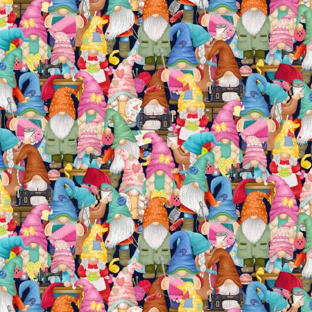 CLEARANCE Multi Packed Sewing Gnomes - Timeless Treasures Cotton