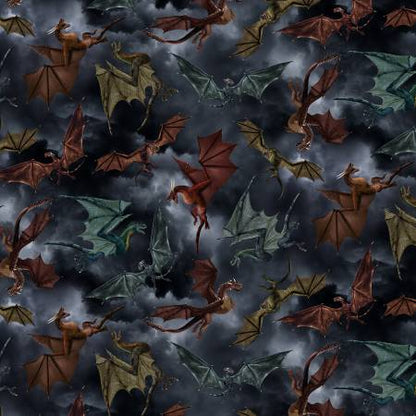 Grey Dragon's Battle - Timeless Treasures Cotton