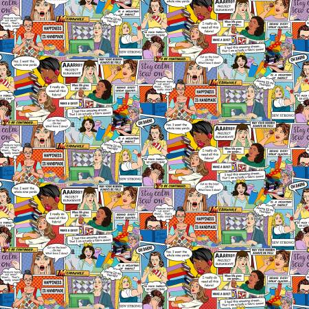 CLEARANCE Multi Sewing Comic - Timeless Treasures Cotton