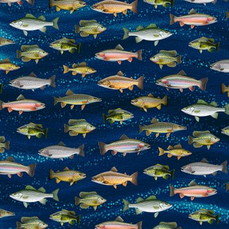 Blue Fish - Timeless Treasures Cotton