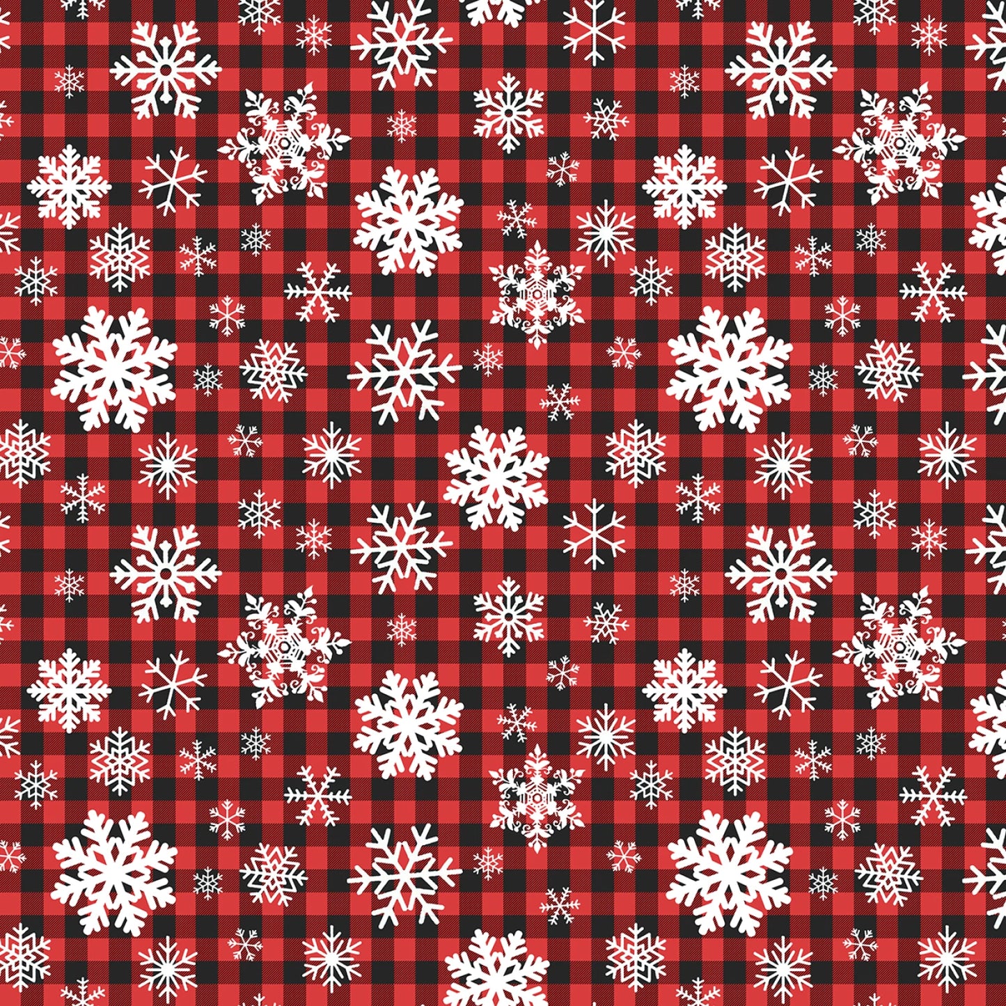 Red Snowflakes On Buffalo Plaid - Timeless Treasures Cotton