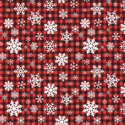 Red Snowflakes On Buffalo Plaid - Timeless Treasures Cotton