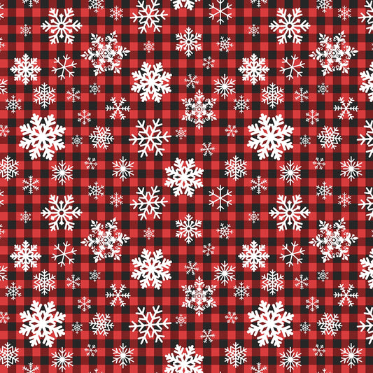 Red Snowflakes On Buffalo Plaid - Timeless Treasures Cotton