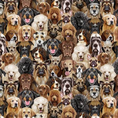 Natural Packed Dogs Portrait - Timeless Treasures Cotton