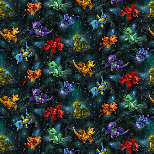 Forest Baby Dragons Tossed - Timeless Treasures Cotton