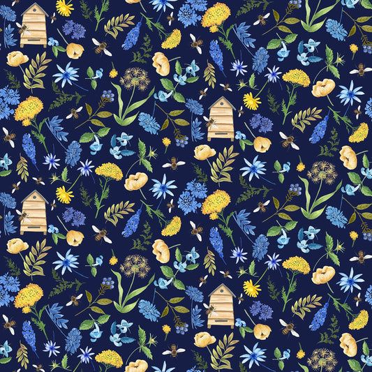 Navy Tossed Small Floral - Timeless Treasures Cotton