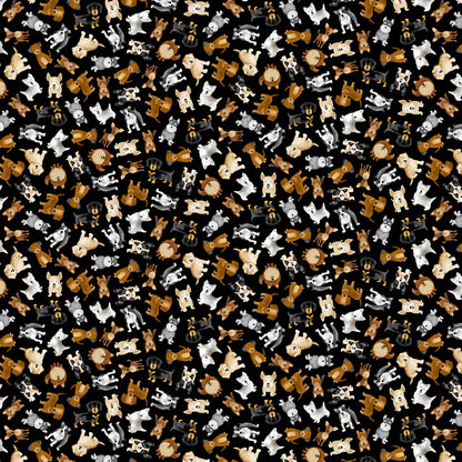 Black Tossed Small Dogs - Timeless Treasures Cotton