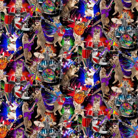 Multi Rocker Cats - Timeless Treasures Cotton