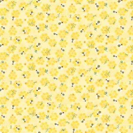 Yellow Bee On Honey Combs - Timeless Treasures Cotton
