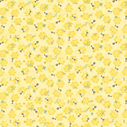 Yellow Bee On Honey Combs - Timeless Treasures Cotton