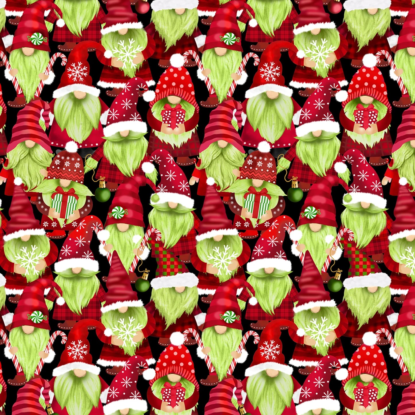 Green Gnomes Holiday Favorites - Timeless Treasures Cotton