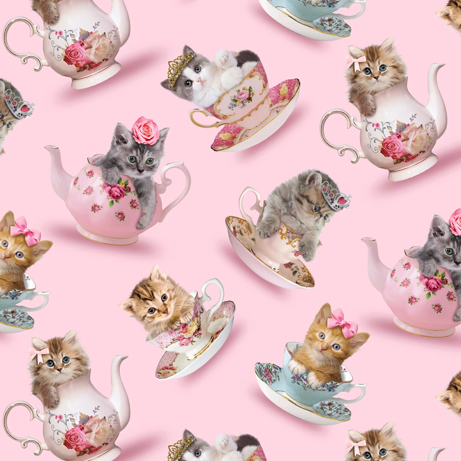 Teacup Kitty - Timeless Treasures Cotton