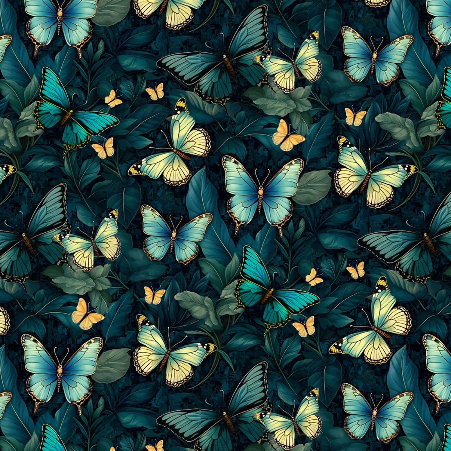 Forest Whisper Midnight Butterflies - Timeless Treasures Cotton