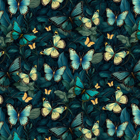 Forest Whisper Midnight Butterflies - Timeless Treasures Cotton