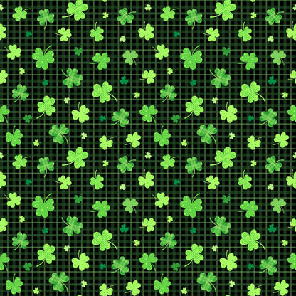 Black Shamrocks on Plaid - Timeless Treasures Cotton