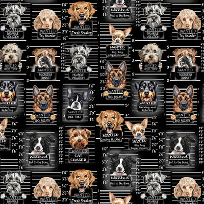 Black Dog Mugshots - Timeless Treasures Cotton