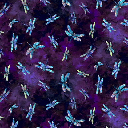 Purple Flying Dragonflies - Timeless Treasures Cotton