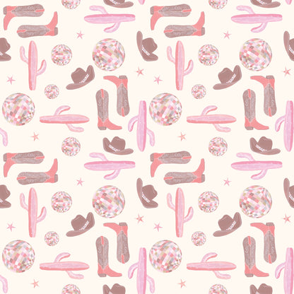 Cowgirl Icons on White - Disco Cowgirl - Timeless Treasures Cotton