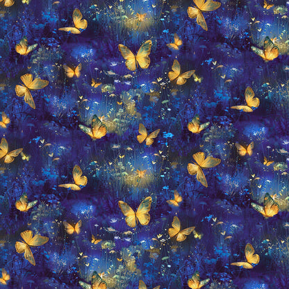 Luminous Butterflies on Royal - Lumiere - Timeless Treasures Cotton
