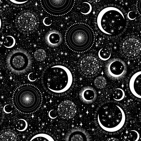 Black Space Glow in the Dark - Timeless Treasures Cotton - 1/2 yard (CG7431-BLK)