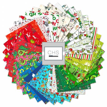 Charm Pack - 42 piece How the Grinch Stole Christmas - Robert Kaufman Cotton (CHS-1247-42)