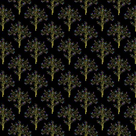 Black Metallic Trees - Timeless Treasures Cotton