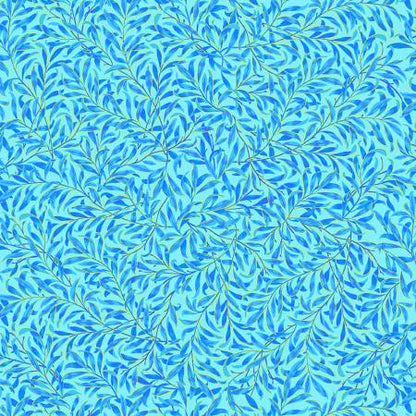 Blue Metallic Ferns - Timeless Treasures Cotton