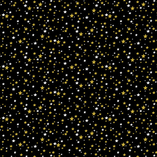 Metallic Stars on Black - Timeless Treasures Cotton (CM3622)