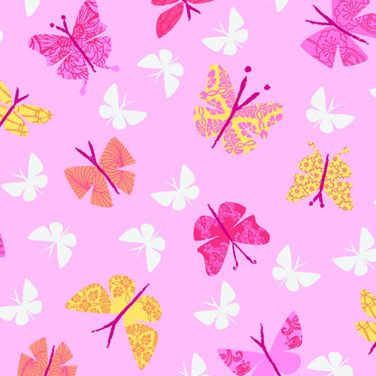 Bright Butterflies on Pink - AE Nathan Flannel