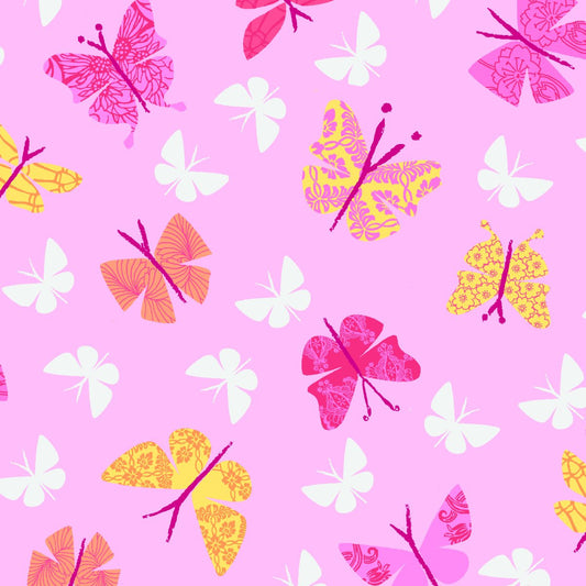 Bright Butterflies on Pink - AE Nathan Flannel
