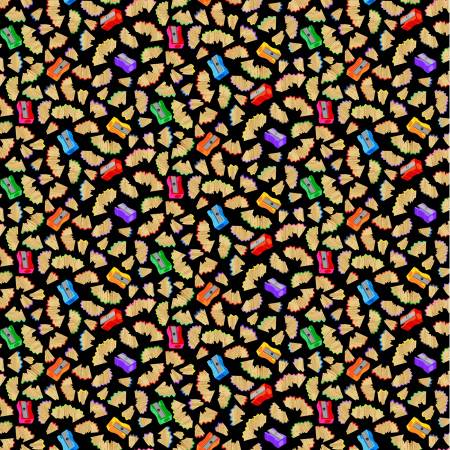 CLEARANCE Black Pencil Sharpeners - Michael Miller Cotton