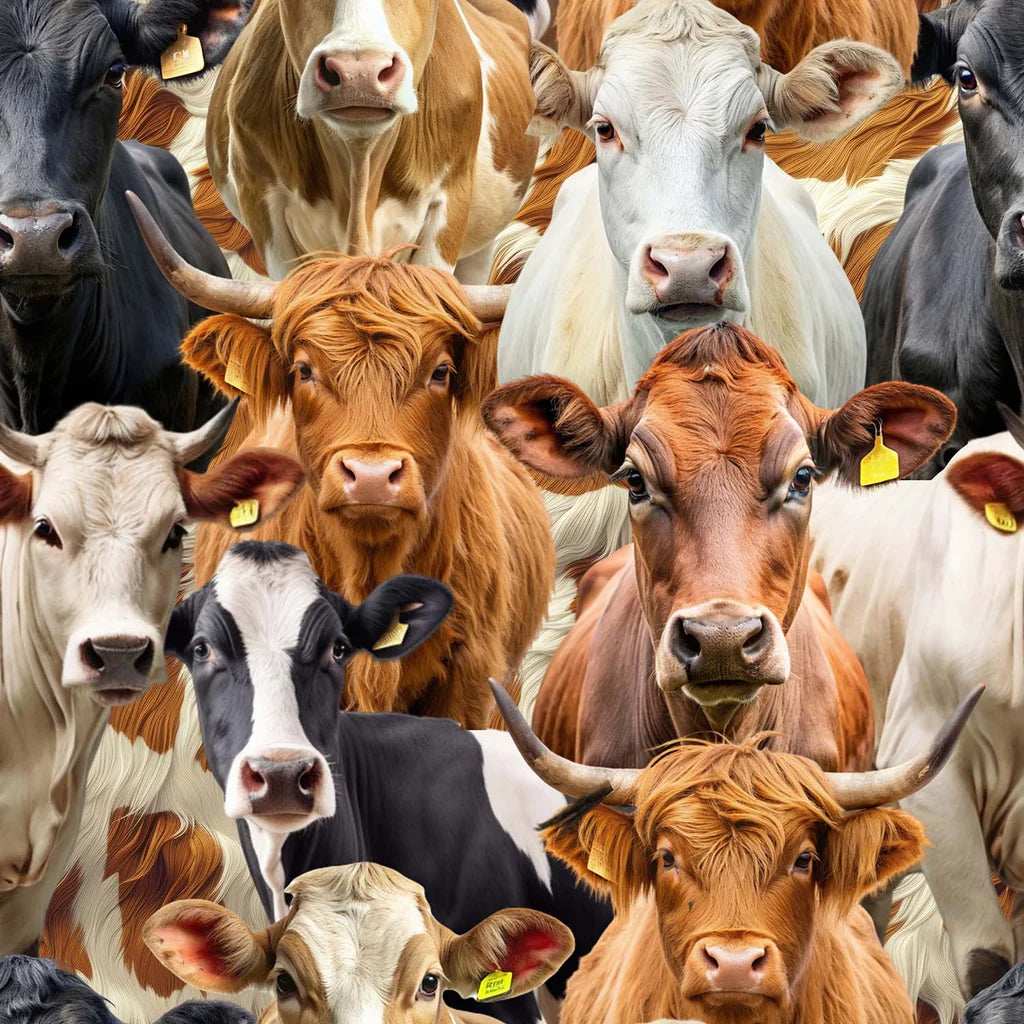 Mixed Cows - KK Fabrics Cotton