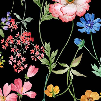 Black Florist Digital - Shannon Fabrics Cuddle Minky