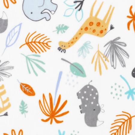 Dusty Blue Jungle Friends Digital - Shannon Fabrics Cuddle Minky (DCJUNGLEFRIENDSDUSTYBLUE)