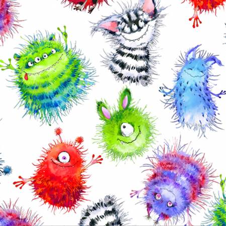 Multi Monster Bash Digital - Shannon Fabrics Cuddle Minky