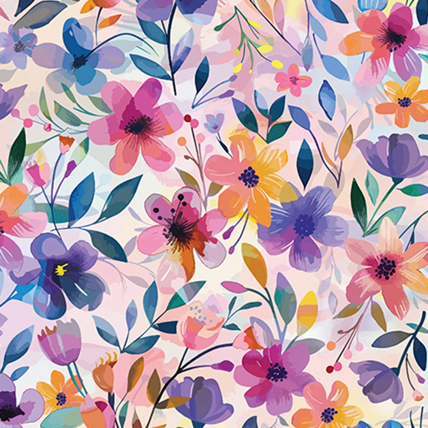 Painted Petals Multi Digital - Shannon Fabrics Cuddle Minky (dcpaintedpetalsmulti)