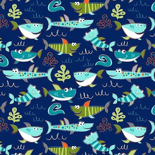 Sea Sharkies - Shannon Fabrics Cuddle Minky