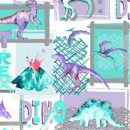 Bellflower T-Rex Digital - Shannon Fabrics Cuddle Minky